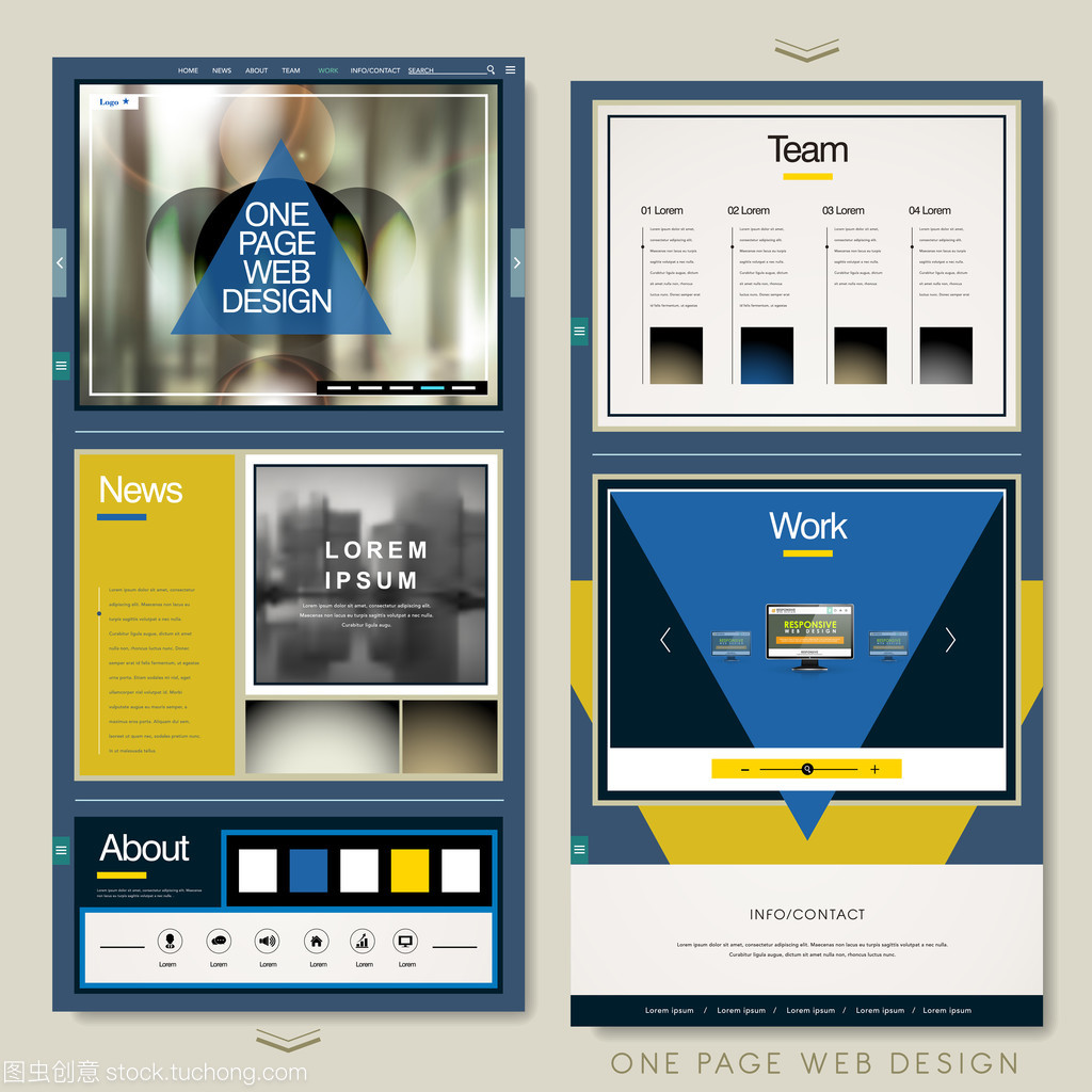 幾何元素的時尚單頁網站模板設計